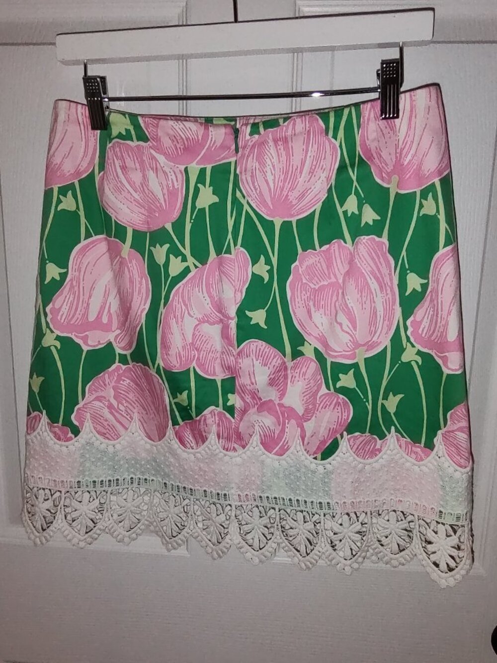 LILLY PULITZER BRYCE FIRST CALL MINI SKIRT WHITE LACE BACK ZIP FULLY LINED SZ 4